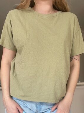 American Eagle Classic Olive Green Boxy Cotton Tee